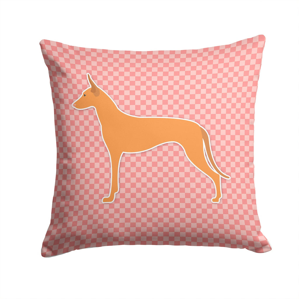 Pharaoh Hound Checkerboard Pink Decorative Throw Pillow 14x14 Indoor Outdoor Accent Cushion, Fabric Cover with Insert for Sofa, Bed, Porch & Living Room
