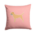 Border Terrier Checkerboard Pink Decorative Throw Pillow 14x14 Indoor Outdoor Accent Cushion, Fabric Cover with Insert for Sofa, Bed, Porch & Living Room