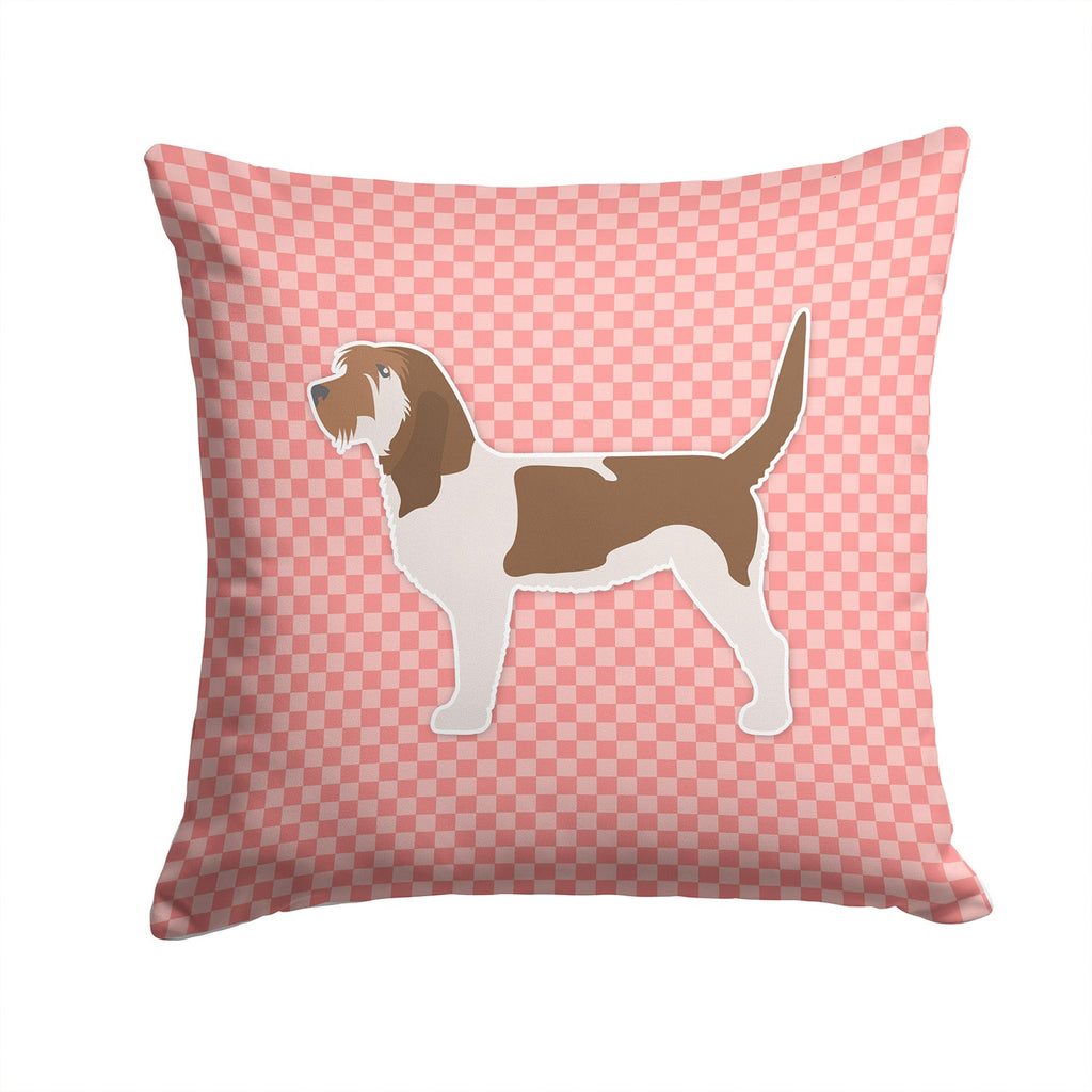 Grand Basset Griffon Vendeen Checkerboard Pink Decorative Throw Pillow 14x14 Indoor Outdoor Accent Cushion, Fabric Cover with Insert for Sofa, Bed, Porch & Living Room