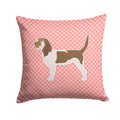 Grand Basset Griffon Vendeen Checkerboard Pink Decorative Throw Pillow 14x14 Indoor Outdoor Accent Cushion, Fabric Cover with Insert for Sofa, Bed, Porch & Living Room