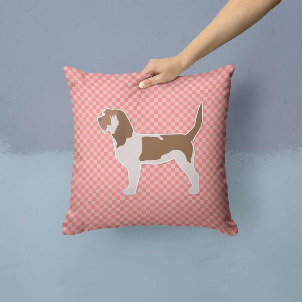 Grand Basset Griffon Vendeen Checkerboard Pink Decorative Throw Pillow 14x14 Indoor Outdoor Accent Cushion, Fabric Cover with Insert for Sofa, Bed, Porch & Living Room