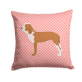 Spanish Hound Checkerboard Pink Decorative Throw Pillow 14x14 Indoor Outdoor Accent Cushion, Fabric Cover with Insert for Sofa, Bed, Porch & Living Room