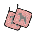 Kerry Blue Terrier Checkerboard Pink Pot Holder Set of 2 Heat Resistant Quilted Hot Pads 7.5 x 7.5 Inch, Insulated Kitchen Trivets for Cooking & Baking