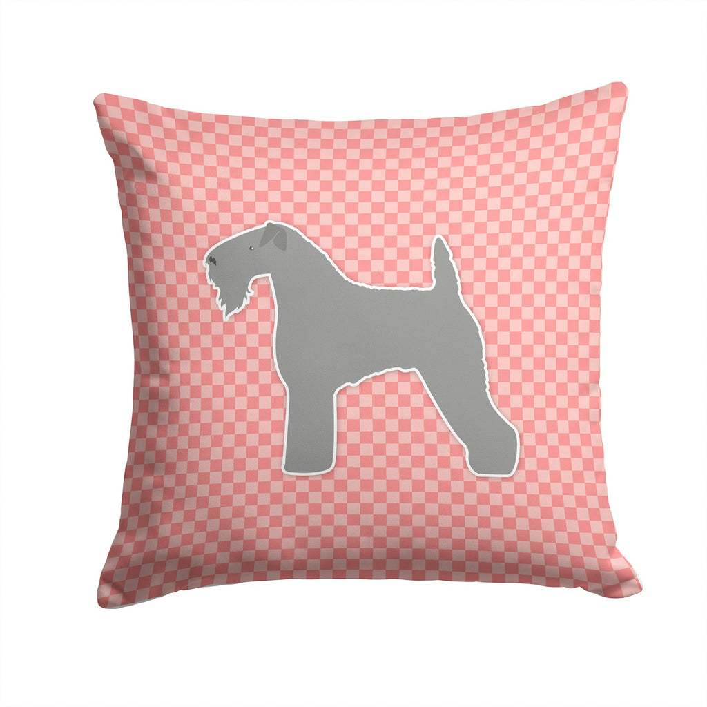 Kerry Blue Terrier Checkerboard Pink Decorative Throw Pillow 14x14 Indoor Outdoor Accent Cushion, Fabric Cover with Insert for Sofa, Bed, Porch & Living Room