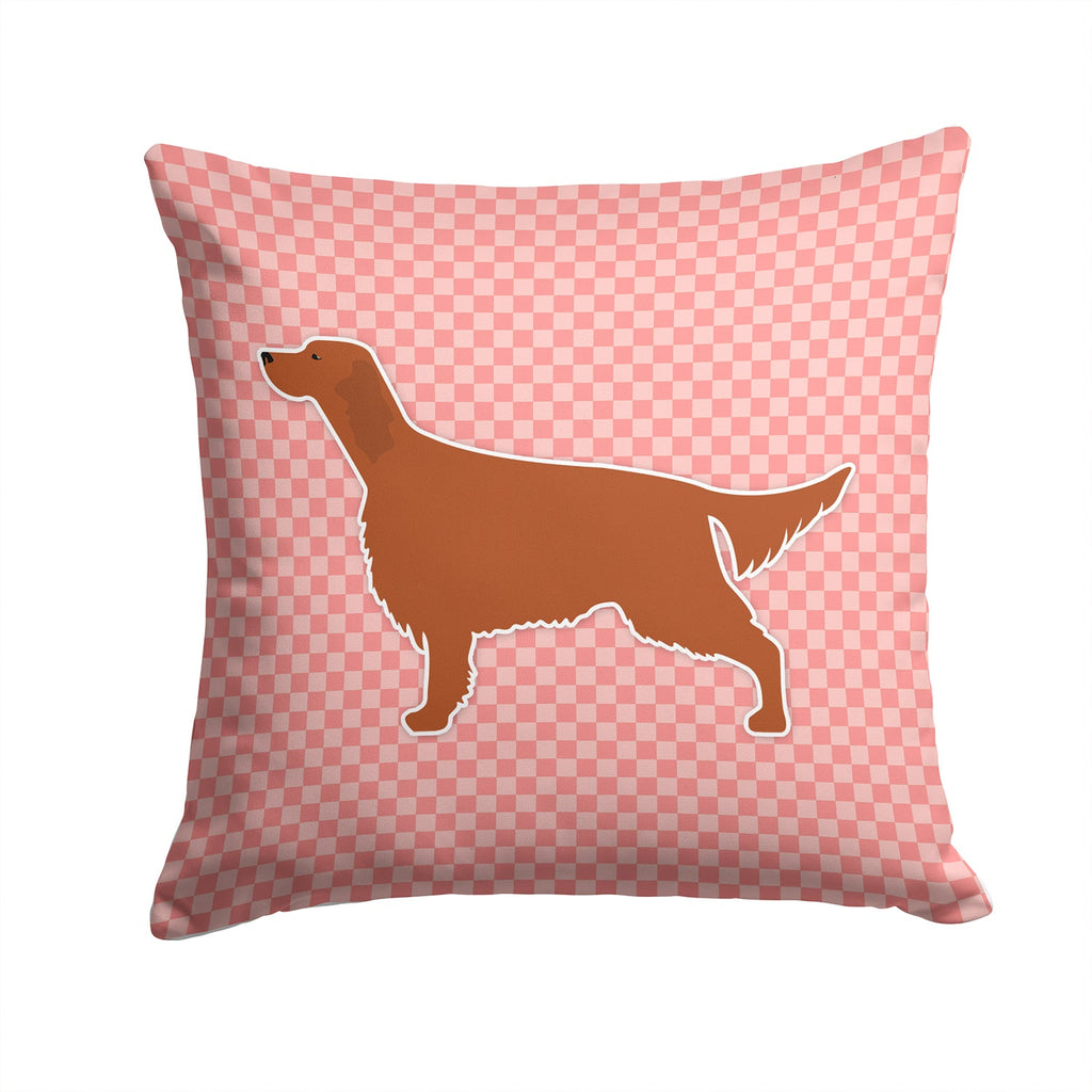 Irish Setter Checkerboard Pink Decorative Throw Pillow 14x14 Indoor Outdoor Accent Cushion, Fabric Cover with Insert for Sofa, Bed, Porch & Living Room