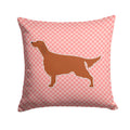 Irish Setter Checkerboard Pink Decorative Throw Pillow 14x14 Indoor Outdoor Accent Cushion, Fabric Cover with Insert for Sofa, Bed, Porch & Living Room