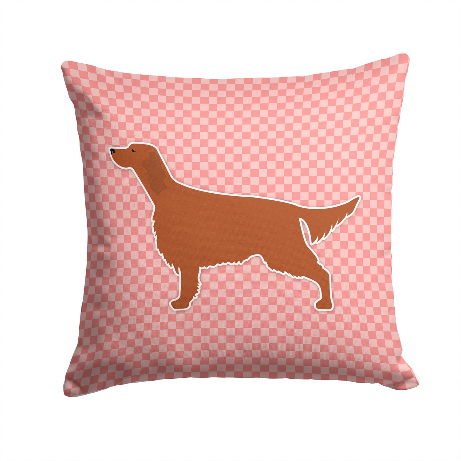 Irish Setter Checkerboard Pink Decorative Throw Pillow 14x14 Indoor Outdoor Accent Cushion, Fabric Cover with Insert for Sofa, Bed, Porch & Living Room