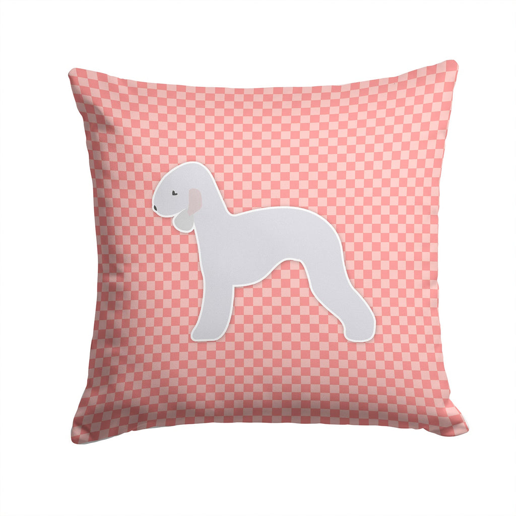 Bedlington Terrier Checkerboard Pink Decorative Throw Pillow 14x14 Indoor Outdoor Accent Cushion, Fabric Cover with Insert for Sofa, Bed, Porch & Living Room