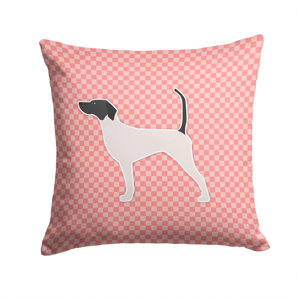 English Pointer Checkerboard Pink Decorative Throw Pillow 14x14 Indoor Outdoor Accent Cushion, Fabric Cover with Insert for Sofa, Bed, Porch & Living Room