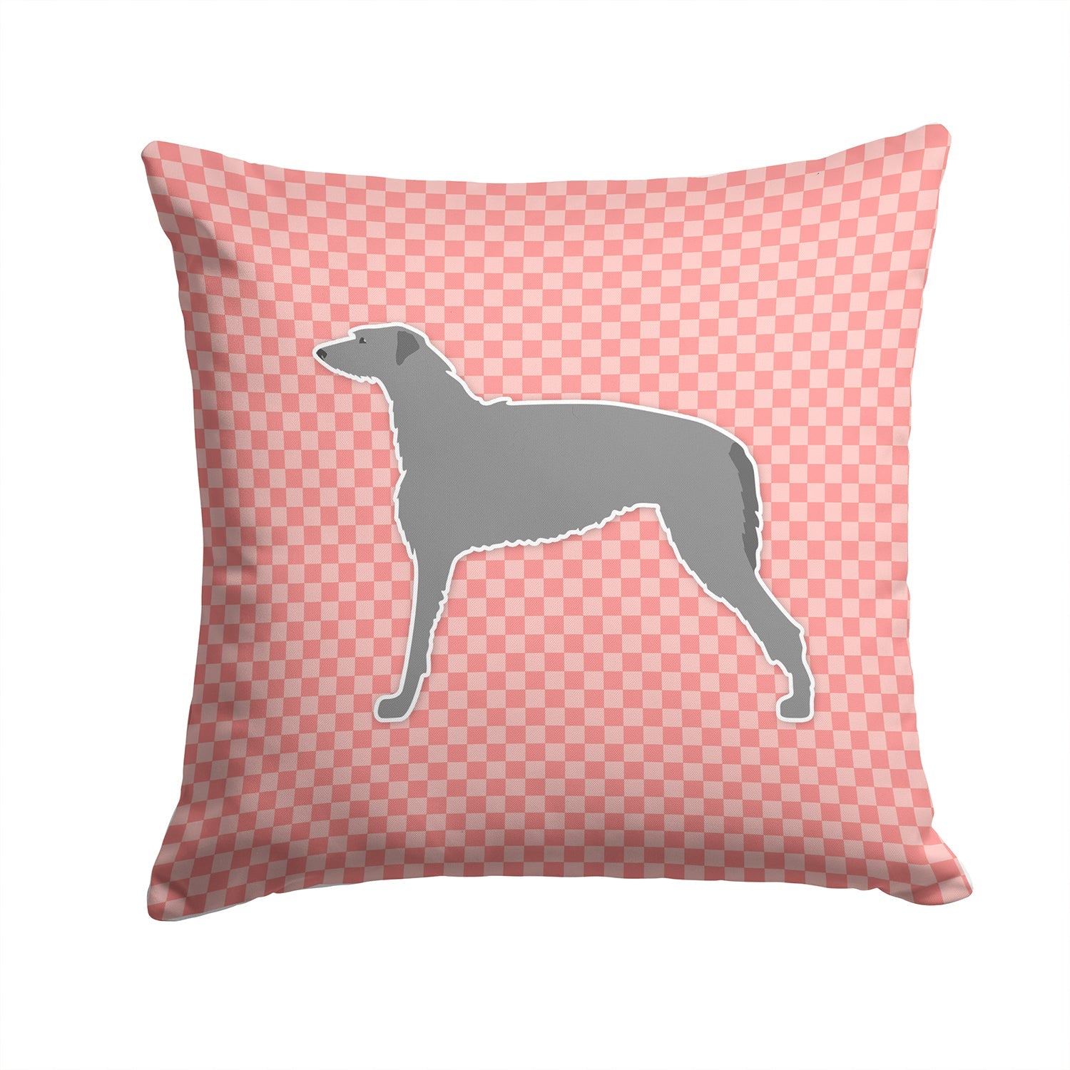 Scottish Deerhound Checkerboard Pink Decorative Throw Pillow 14x14 Indoor Outdoor Accent Cushion, Fabric Cover with Insert for Sofa, Bed, Porch & Living Room