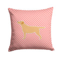 Yellow Labrador Retriever Checkerboard Pink Decorative Throw Pillow 14x14 Indoor Outdoor Accent Cushion, Fabric Cover with Insert for Sofa, Bed, Porch & Living Room