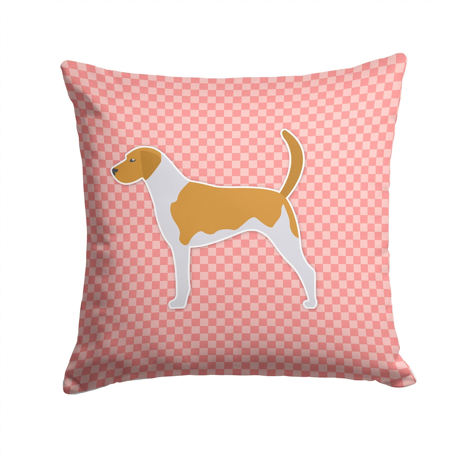 American Foxhound Checkerboard Pink Decorative Throw Pillow 14x14 Indoor Outdoor Accent Cushion, Fabric Cover with Insert for Sofa, Bed, Porch & Living Room