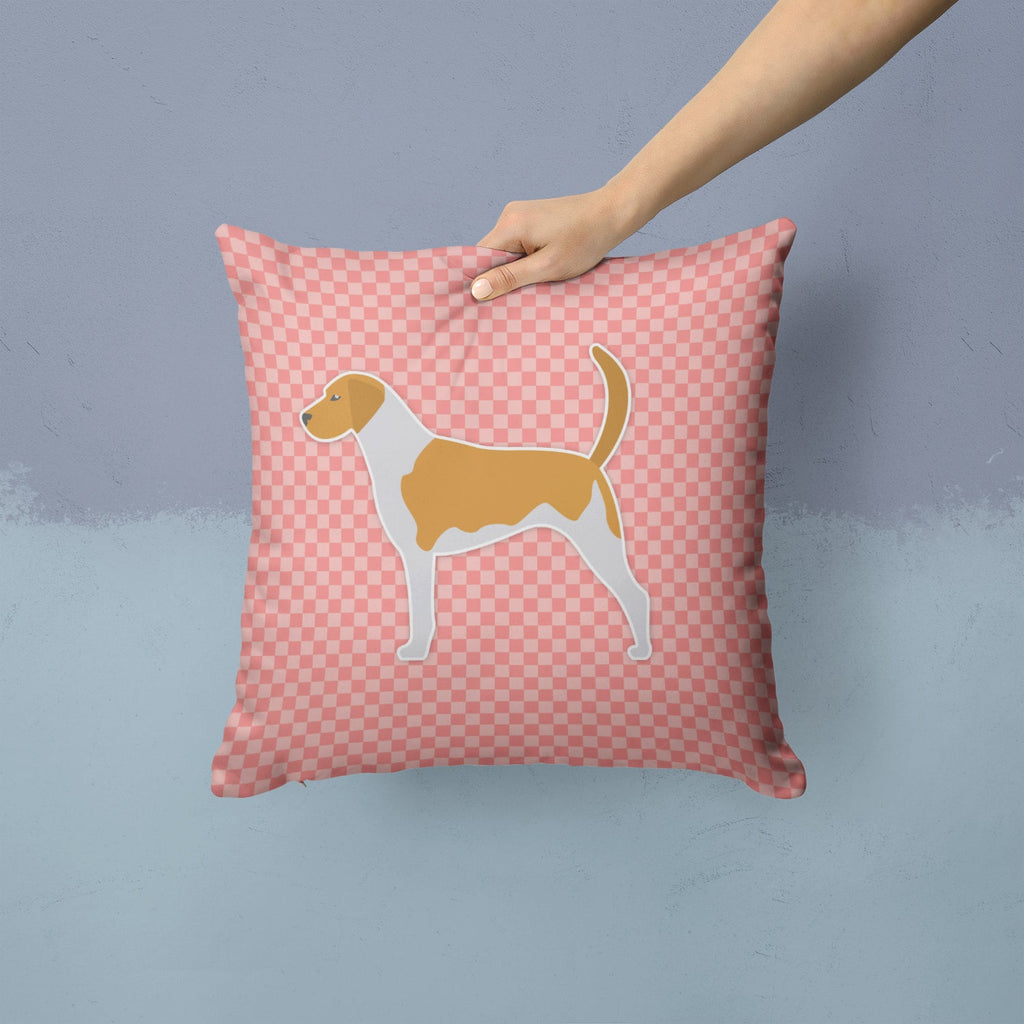 American Foxhound Checkerboard Pink Decorative Throw Pillow 14x14 Indoor Outdoor Accent Cushion, Fabric Cover with Insert for Sofa, Bed, Porch & Living Room