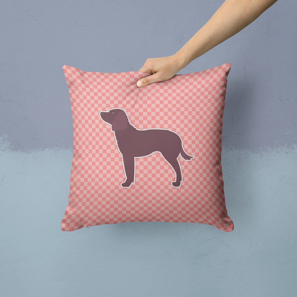 American Water Spaniel Checkerboard Pink Decorative Throw Pillow 14x14 Indoor Outdoor Accent Cushion, Fabric Cover with Insert for Sofa, Bed, Porch & Living Room
