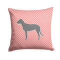 Irish Wolfhound Checkerboard Pink Decorative Throw Pillow 14x14 Indoor Outdoor Accent Cushion, Fabric Cover with Insert for Sofa, Bed, Porch & Living Room