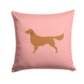 Golden Retriever Checkerboard Pink Decorative Throw Pillow 14x14 Indoor Outdoor Accent Cushion, Fabric Cover with Insert for Sofa, Bed, Porch & Living Room