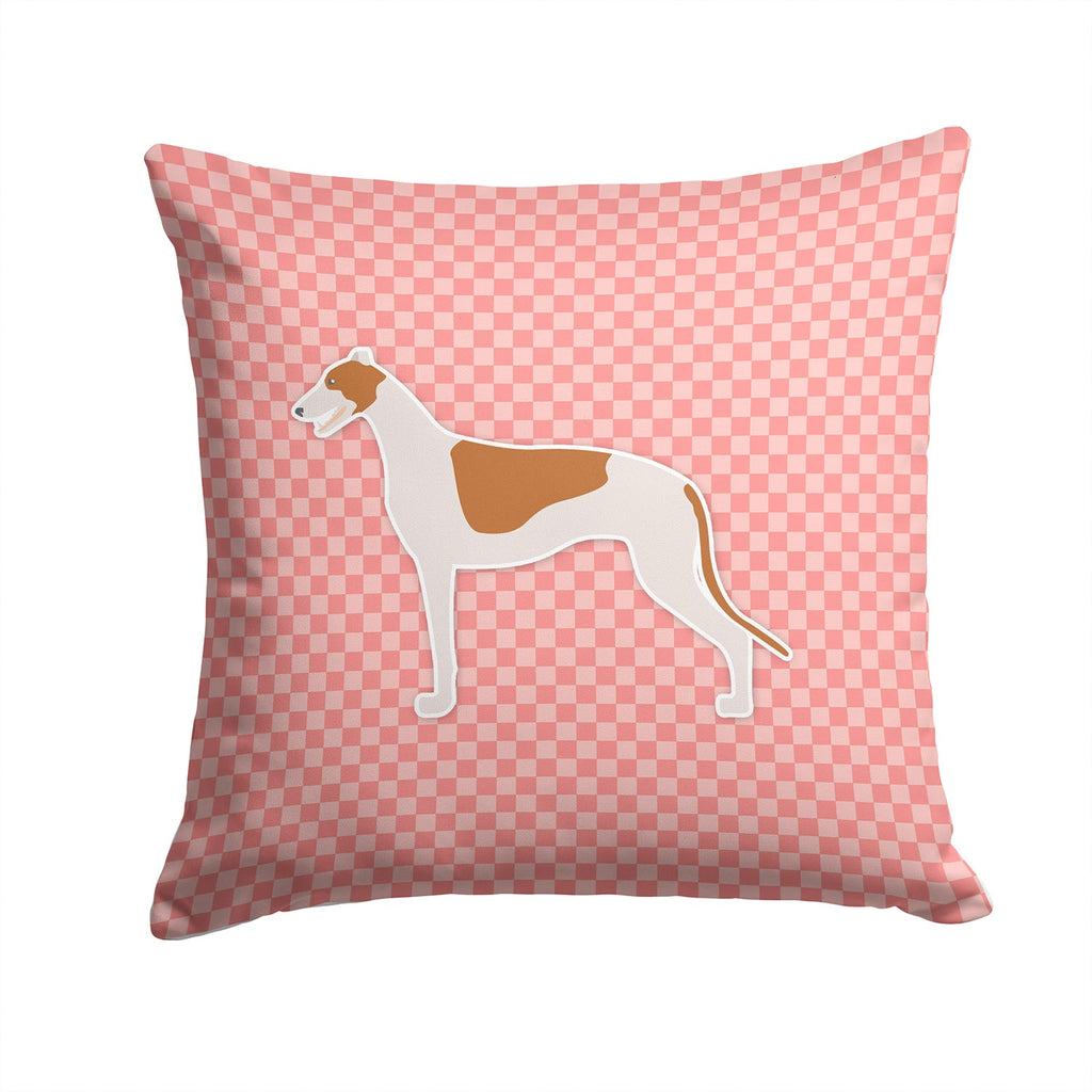 Greyhound Checkerboard Pink Decorative Throw Pillow 14x14 Indoor Outdoor Accent Cushion, Fabric Cover with Insert for Sofa, Bed, Porch & Living Room