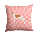Greyhound Checkerboard Pink Decorative Throw Pillow 14x14 Indoor Outdoor Accent Cushion, Fabric Cover with Insert for Sofa, Bed, Porch & Living Room