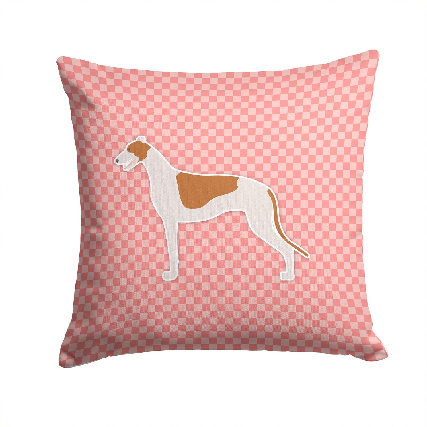 Greyhound Checkerboard Pink Decorative Throw Pillow 14x14 Indoor Outdoor Accent Cushion, Fabric Cover with Insert for Sofa, Bed, Porch & Living Room