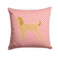 Afghan Hound Checkerboard Pink Decorative Throw Pillow 14x14 Indoor Outdoor Accent Cushion, Fabric Cover with Insert for Sofa, Bed, Porch & Living Room