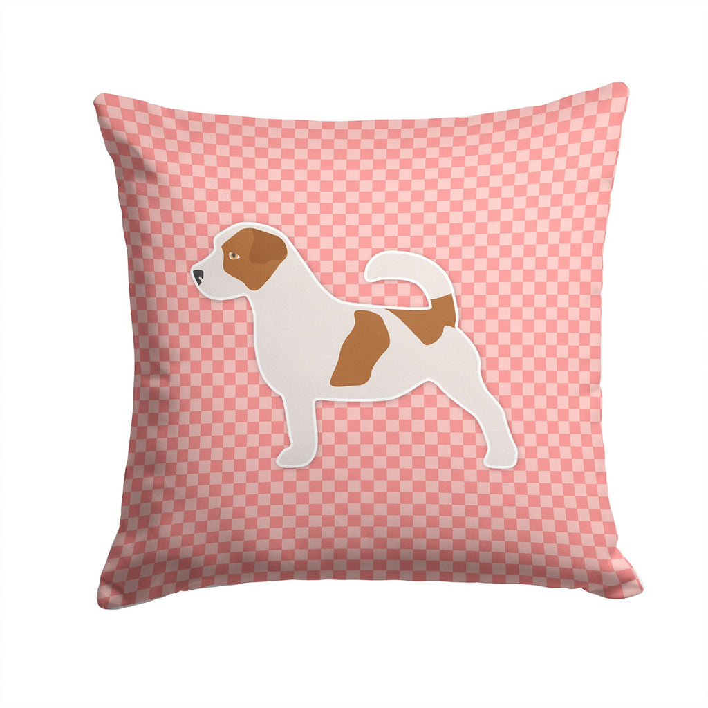 Jack Russell Terrier Checkerboard Pink Decorative Throw Pillow 14x14 Indoor Outdoor Accent Cushion, Fabric Cover with Insert for Sofa, Bed, Porch & Living Room