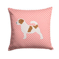 Jack Russell Terrier Checkerboard Pink Decorative Throw Pillow 14x14 Indoor Outdoor Accent Cushion, Fabric Cover with Insert for Sofa, Bed, Porch & Living Room