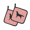 Black Labrador Retriever Checkerboard Pink Pot Holder Set of 2 Heat Resistant Quilted Hot Pads 7.5 x 7.5 Inch, Insulated Kitchen Trivets for Cooking & Baking