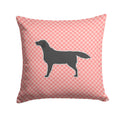 Black Labrador Retriever Checkerboard Pink Decorative Throw Pillow 14x14 Indoor Outdoor Accent Cushion, Fabric Cover with Insert for Sofa, Bed, Porch & Living Room