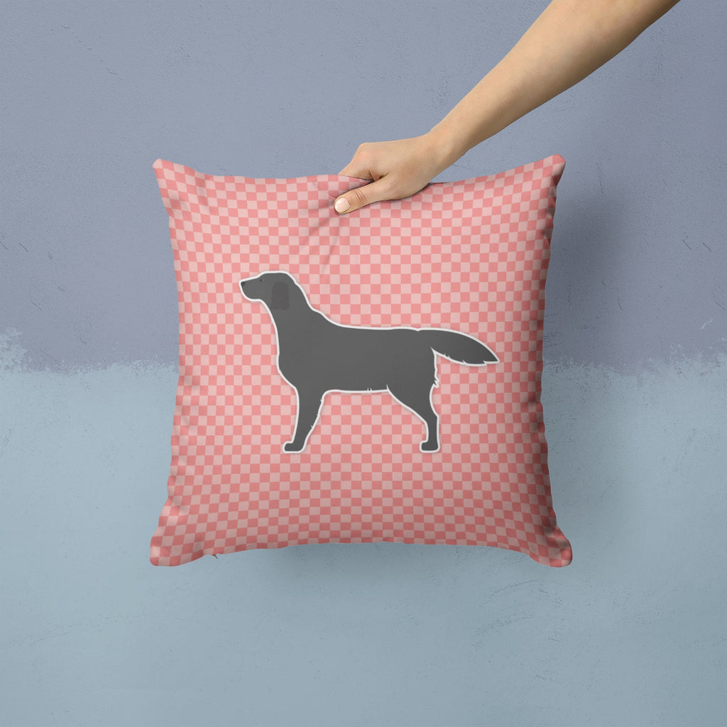 Black Labrador Retriever Checkerboard Pink Decorative Throw Pillow 14x14 Indoor Outdoor Accent Cushion, Fabric Cover with Insert for Sofa, Bed, Porch & Living Room