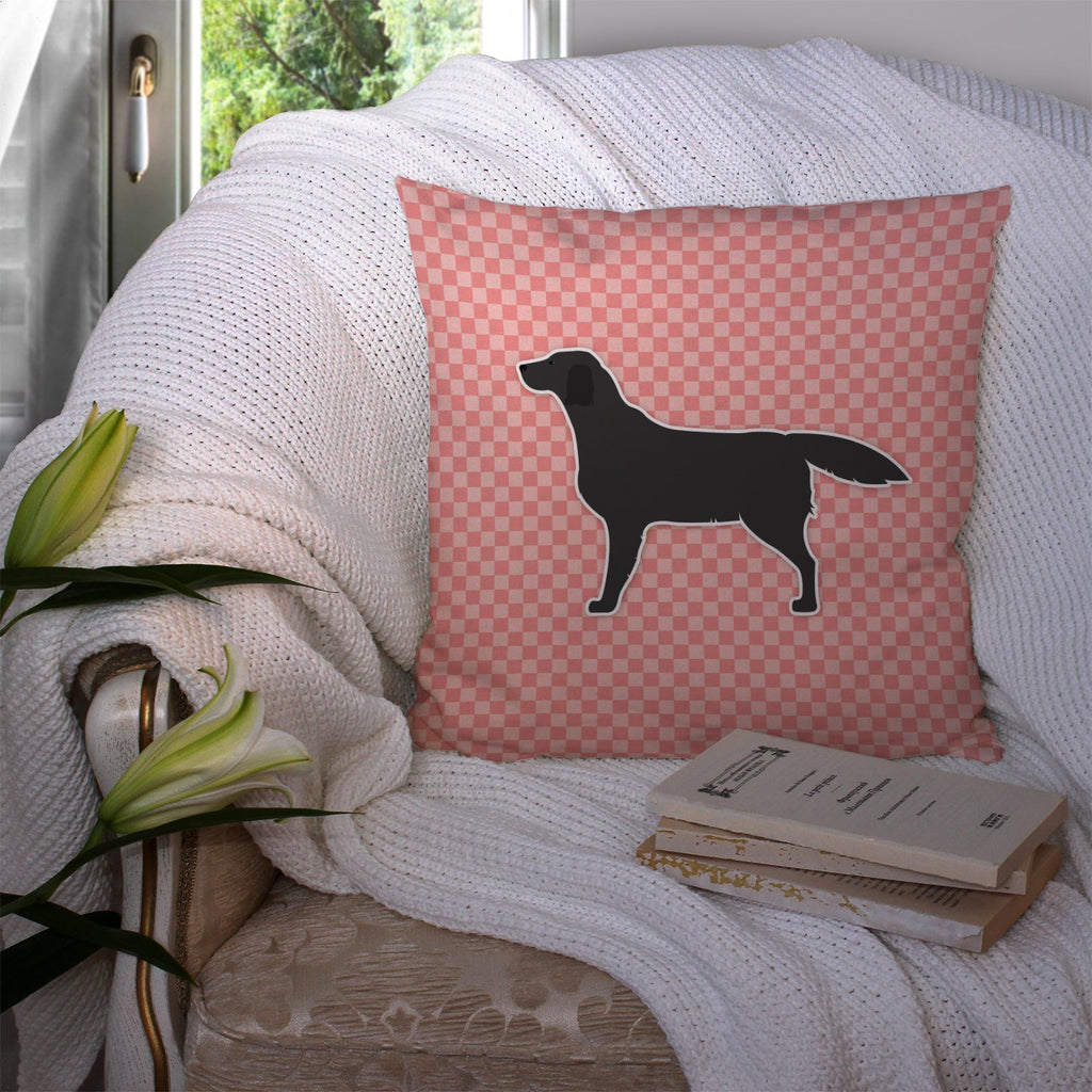 Black Labrador Retriever Checkerboard Pink Decorative Throw Pillow 14x14 Indoor Outdoor Accent Cushion, Fabric Cover with Insert for Sofa, Bed, Porch & Living Room