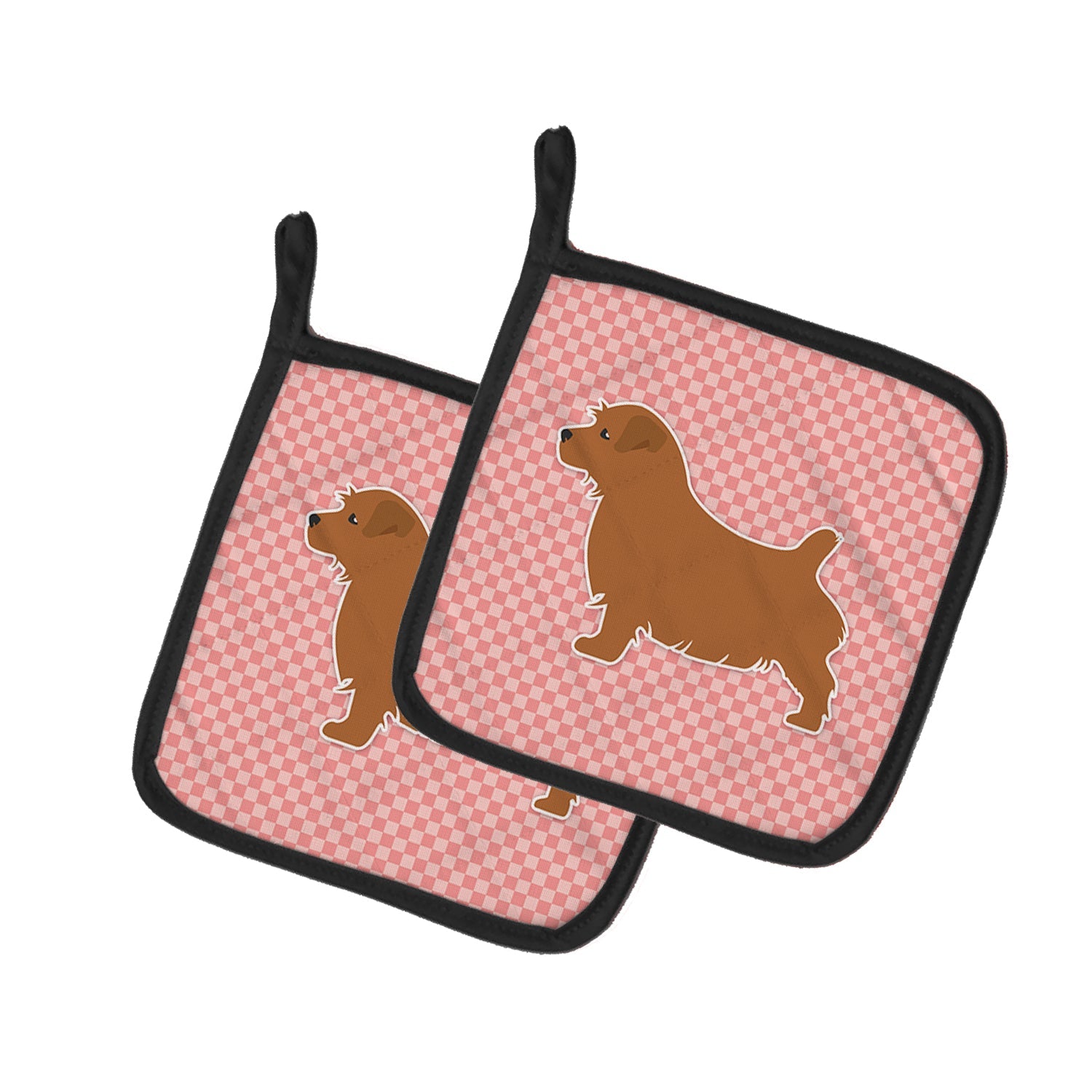 Norfolk Terrier Checkerboard Pink Pot Holder Set of 2 Heat Resistant Quilted Hot Pads 7.5 x 7.5 Inch, Insulated Kitchen Trivets for Cooking & Baking