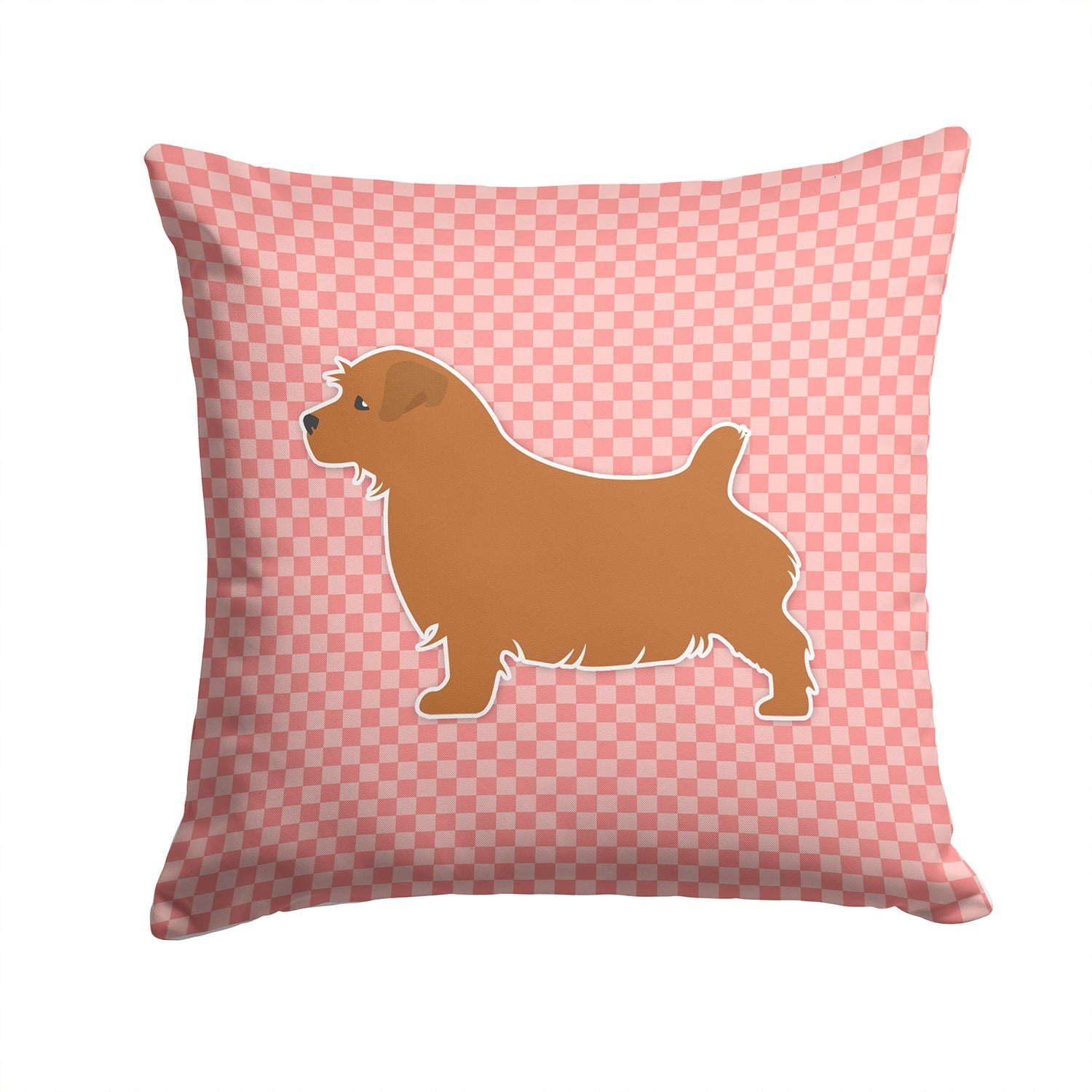Norfolk Terrier Checkerboard Pink Decorative Throw Pillow 14x14 Indoor Outdoor Accent Cushion, Fabric Cover with Insert for Sofa, Bed, Porch & Living Room
