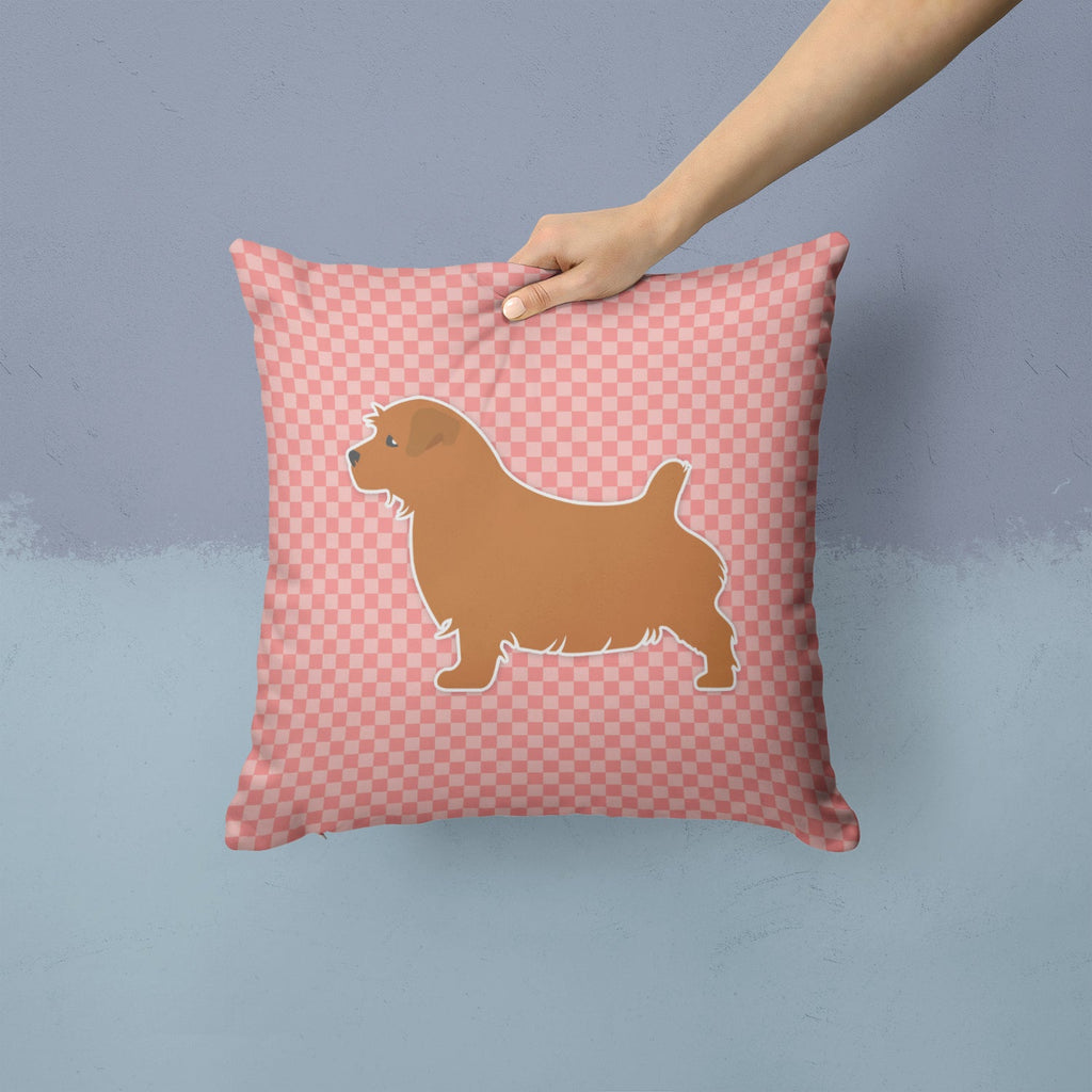 Norfolk Terrier Checkerboard Pink Decorative Throw Pillow 14x14 Indoor Outdoor Accent Cushion, Fabric Cover with Insert for Sofa, Bed, Porch & Living Room