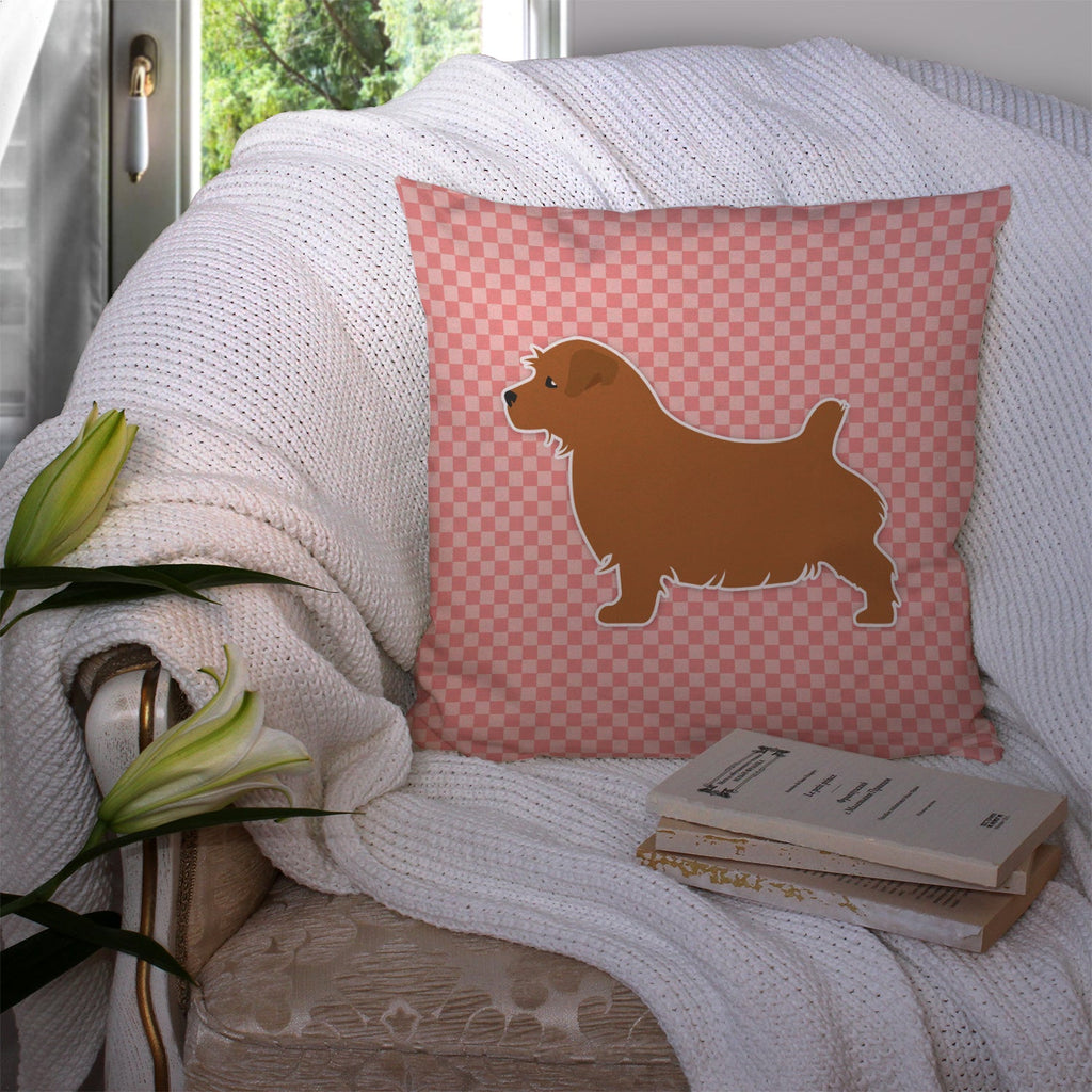 Norfolk Terrier Checkerboard Pink Decorative Throw Pillow 14x14 Indoor Outdoor Accent Cushion, Fabric Cover with Insert for Sofa, Bed, Porch & Living Room