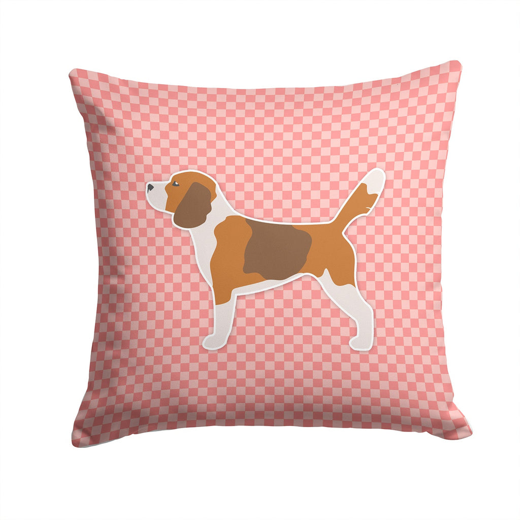 Beagle Checkerboard Pink Decorative Throw Pillow 14x14 Indoor Outdoor Accent Cushion, Fabric Cover with Insert for Sofa, Bed, Porch & Living Room