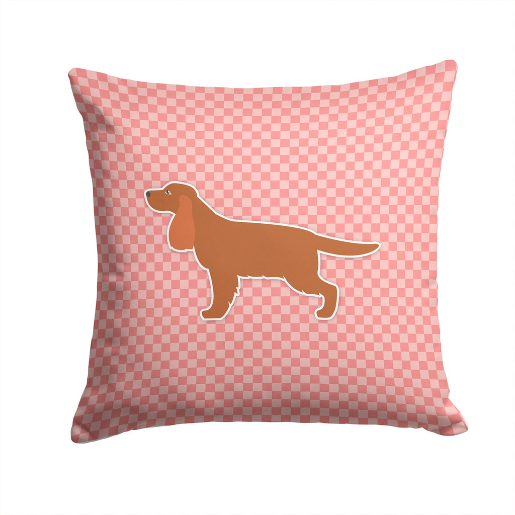 English Cocker Spaniel Checkerboard Pink Decorative Throw Pillow 14x14 Indoor Outdoor Accent Cushion, Fabric Cover with Insert for Sofa, Bed, Porch & Living Room