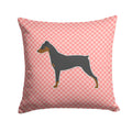 German Pinscher Checkerboard Pink Decorative Throw Pillow 14x14 Indoor Outdoor Accent Cushion, Fabric Cover with Insert for Sofa, Bed, Porch & Living Room