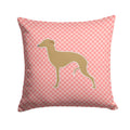 Italian Greyhound Checkerboard Pink Decorative Throw Pillow 14x14 Indoor Outdoor Accent Cushion, Fabric Cover with Insert for Sofa, Bed, Porch & Living Room