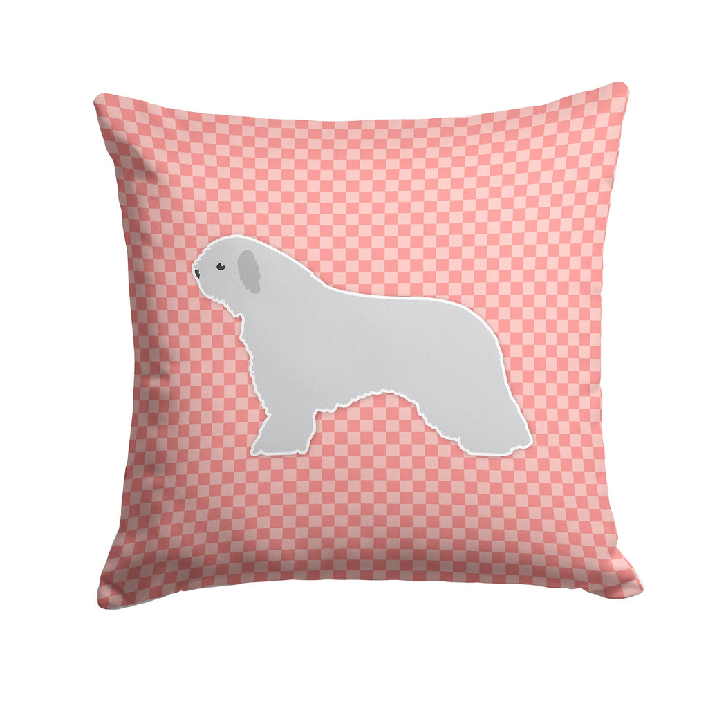 Spanish Water Dog Checkerboard Pink Decorative Throw Pillow 14x14 Indoor Outdoor Accent Cushion, Fabric Cover with Insert for Sofa, Bed, Porch & Living Room