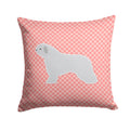 Spanish Water Dog Checkerboard Pink Decorative Throw Pillow 14x14 Indoor Outdoor Accent Cushion, Fabric Cover with Insert for Sofa, Bed, Porch & Living Room