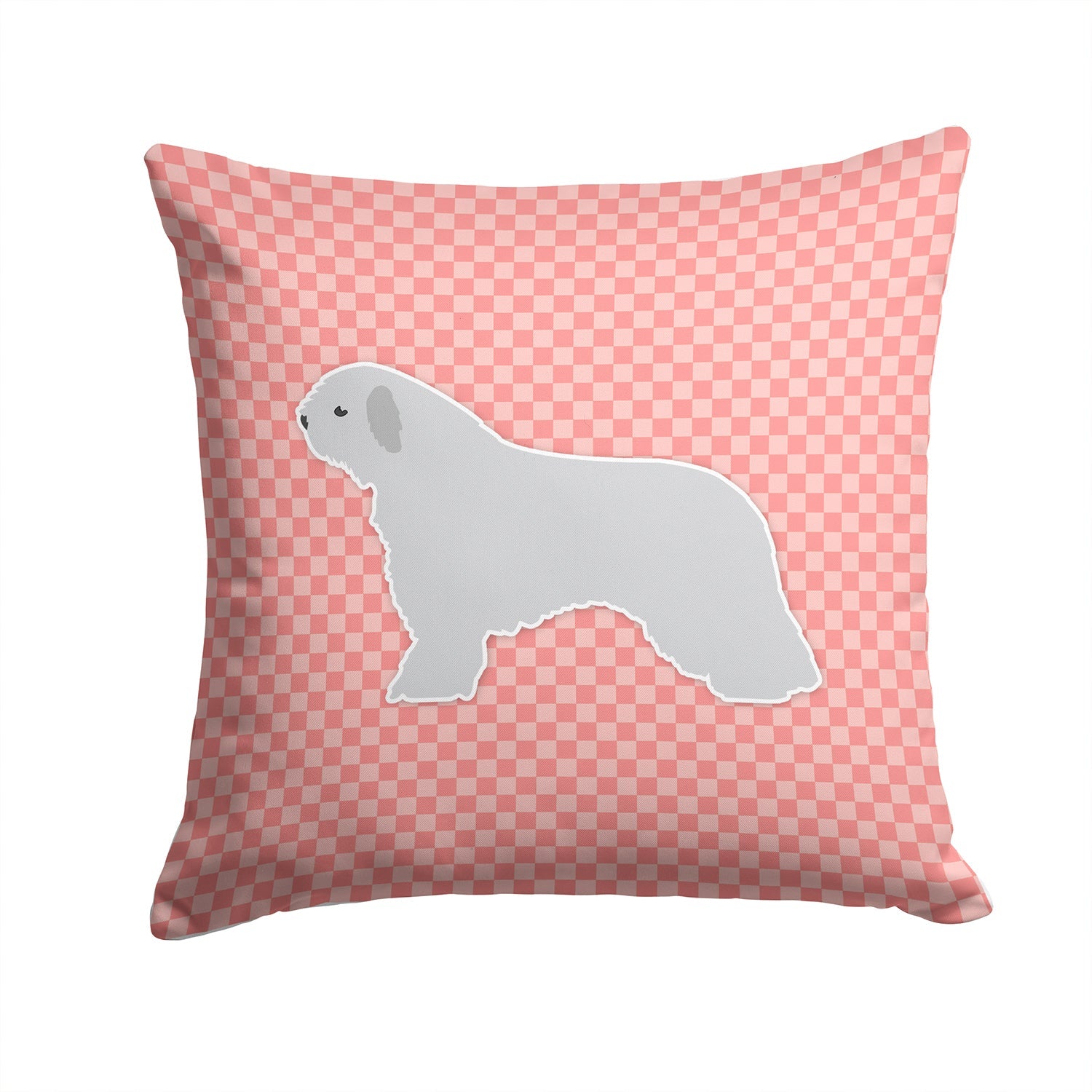 Spanish Water Dog Checkerboard Pink Decorative Throw Pillow 14x14 Indoor Outdoor Accent Cushion, Fabric Cover with Insert for Sofa, Bed, Porch & Living Room