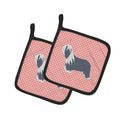 Bearded Collie Checkerboard Pink Pot Holder Set of 2 Heat Resistant Quilted Hot Pads 7.5 x 7.5 Inch, Insulated Kitchen Trivets for Cooking & Baking