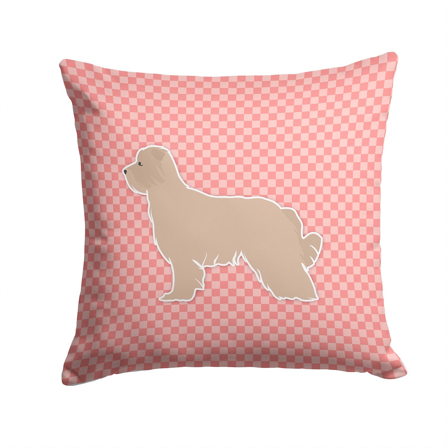 Pyrenean Shepherd Checkerboard Pink Decorative Throw Pillow 14x14 Indoor Outdoor Accent Cushion, Fabric Cover with Insert for Sofa, Bed, Porch & Living Room