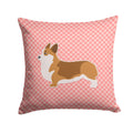 Corgi Checkerboard Pink Decorative Throw Pillow 14x14 Indoor Outdoor Accent Cushion, Fabric Cover with Insert for Sofa, Bed, Porch & Living Room