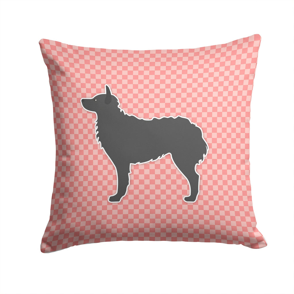 Croatian Sheepdog Checkerboard Pink Decorative Throw Pillow 14x14 Indoor Outdoor Accent Cushion, Fabric Cover with Insert for Sofa, Bed, Porch & Living Room