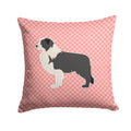 Black Border Collie Checkerboard Pink Decorative Throw Pillow 14x14 Indoor Outdoor Accent Cushion, Fabric Cover with Insert for Sofa, Bed, Porch & Living Room