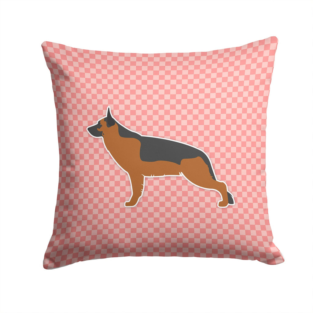 German Shepherd Checkerboard Pink Decorative Throw Pillow 14x14 Indoor Outdoor Accent Cushion, Fabric Cover with Insert for Sofa, Bed, Porch & Living Room