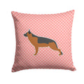 German Shepherd Checkerboard Pink Decorative Throw Pillow 14x14 Indoor Outdoor Accent Cushion, Fabric Cover with Insert for Sofa, Bed, Porch & Living Room