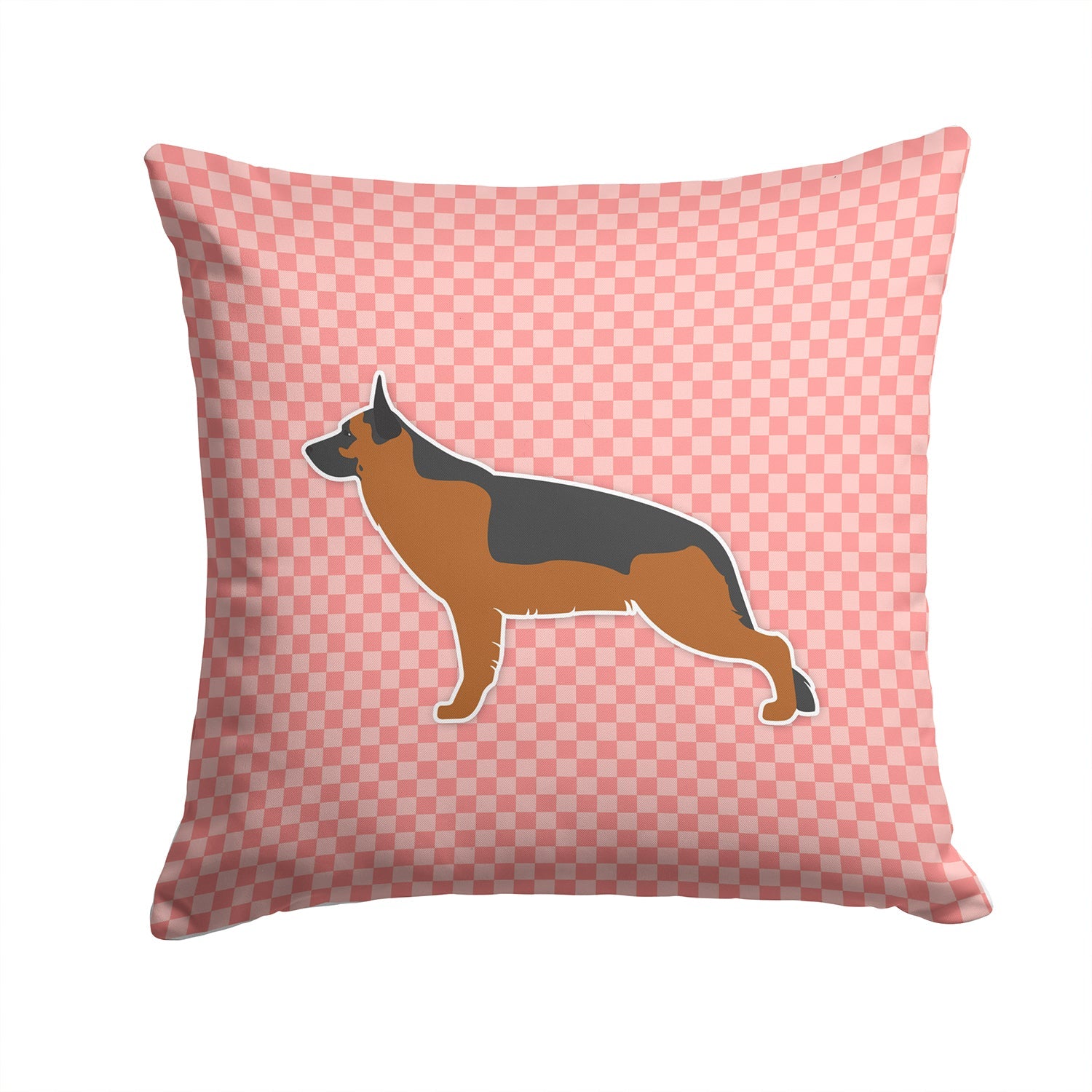 German Shepherd Checkerboard Pink Decorative Throw Pillow 14x14 Indoor Outdoor Accent Cushion, Fabric Cover with Insert for Sofa, Bed, Porch & Living Room