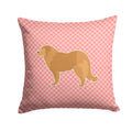 Caucasian Shepherd Dog Checkerboard Pink Decorative Throw Pillow 14x14 Indoor Outdoor Accent Cushion, Fabric Cover with Insert for Sofa, Bed, Porch & Living Room